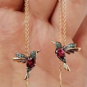 🐦 Betsey Johnson beautiful bird on a chain dangle earrings 🐦